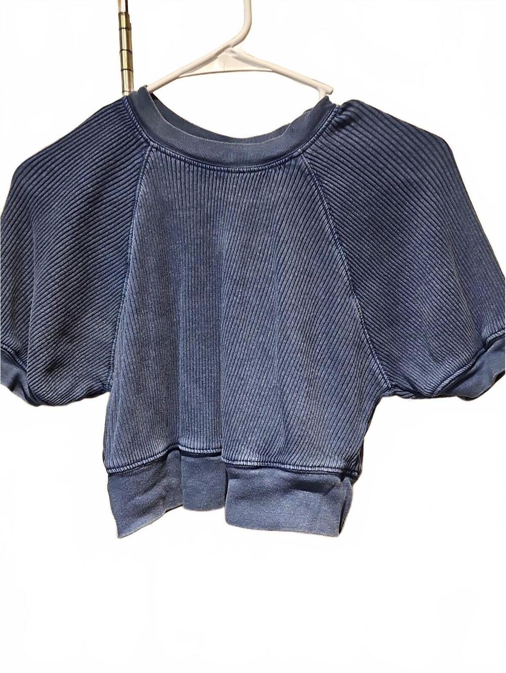 Urban Outfitters XSmall Blue Ribbed Knit Crop Top Stretch Boxy